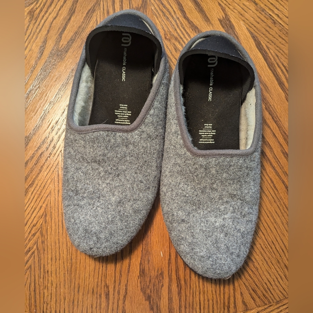Mahabis Classic Larvik Light Grey Wool Slippers